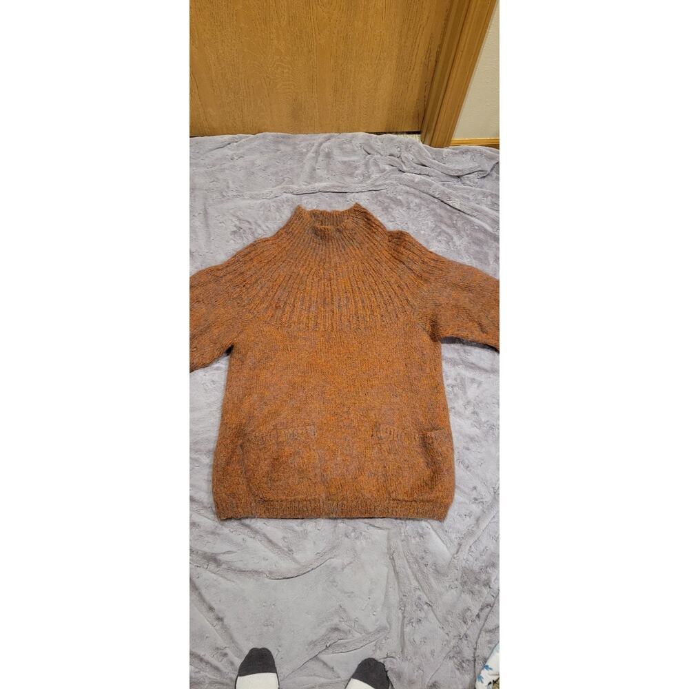 Melbourne Elements Hand Knit Wool Blend Sweater Women L Chunky Mock Neck Cozy